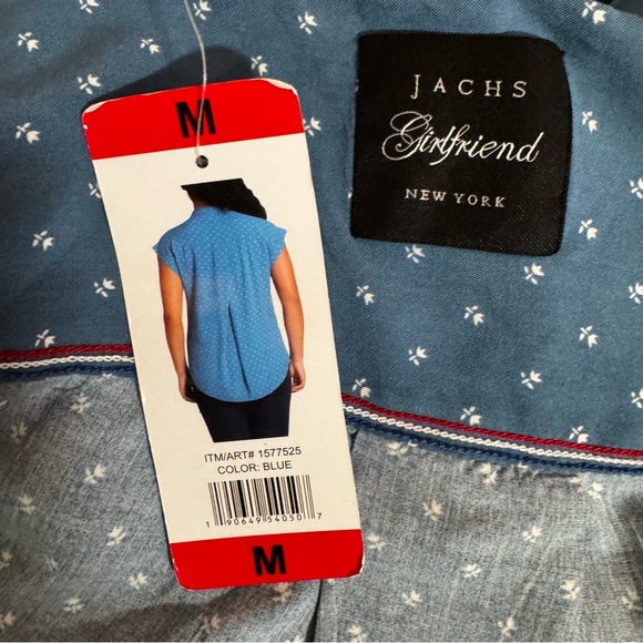 Jachs Blue Button Down Shirt with White flowers - Picture 8 of 11